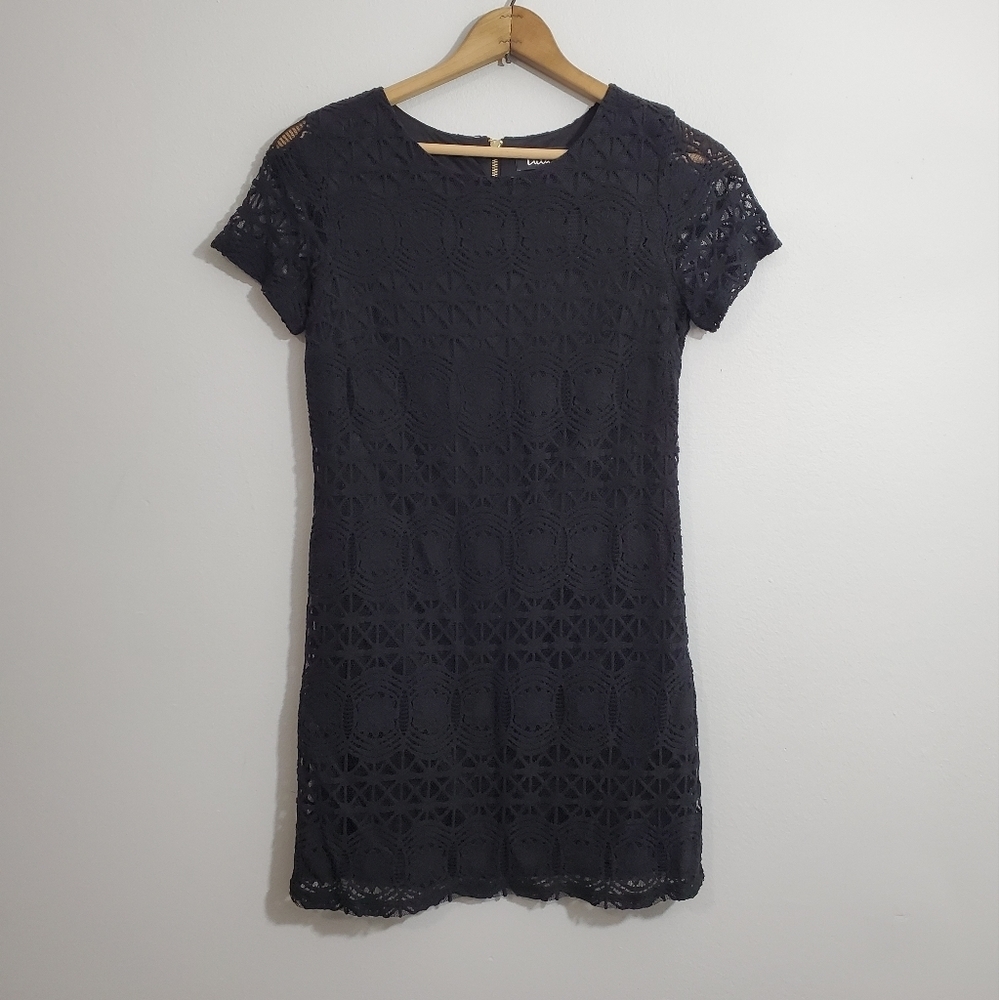 Lulus Solid Black Lace Sheath Mini Dress